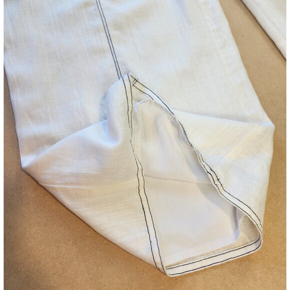 NWT Sugarlips White w/ Blue Stich Linen Blend Wide Leg Jumpsuit Size Large - Picture 6 of 11